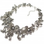 Vogue Silver Embellished Lilys Statement Necklace